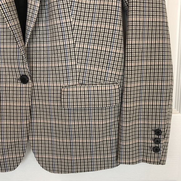 Plaid blazer jacket with single button, pockets and back split at hem - Picture 4 of 8